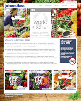 The New Johnsons Seeds website is powered by Magento CMS.